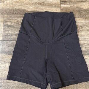 Avia Black High-Waist Ribbed Bike Shorts